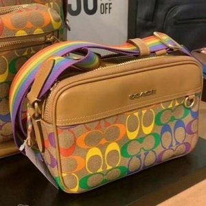 Coach Rainbow Multicolor Leather Pvc CrossBody Bag